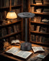LumiHikari Base Lamp with sleek brushed metal design providing ambient dimmable lighting for reading spaces.